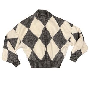 Pringle of Scotland x H&M M Grey/Cream Argyle Oversized Knit Sweater